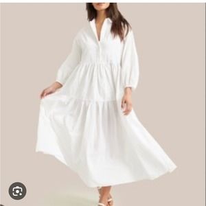 Modern Citizen Delia Cotton Tiered Maxi Dress White XS